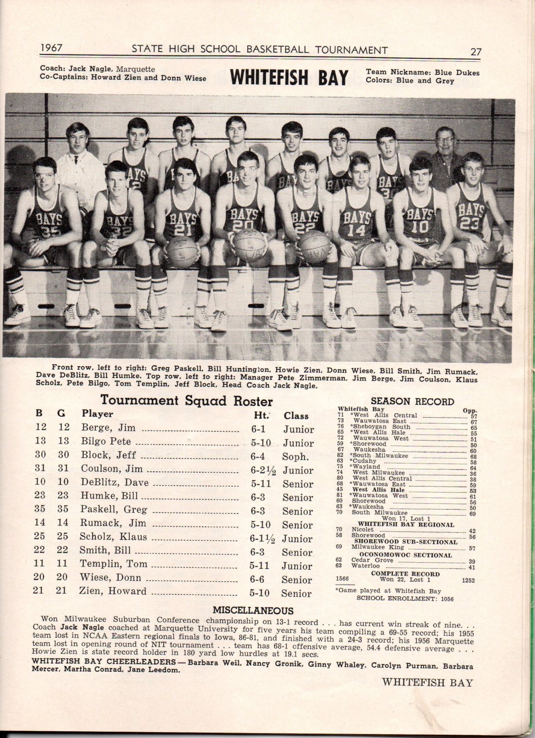 1967 WFB Basketball