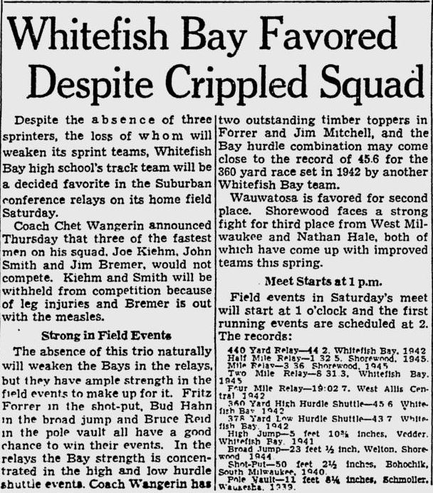 1946 Relays Injuries